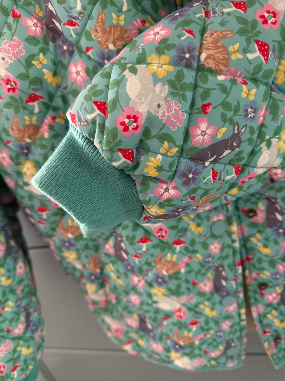 Boden Kids Quilted Floral Jacket - Green - Picture 9 of 10